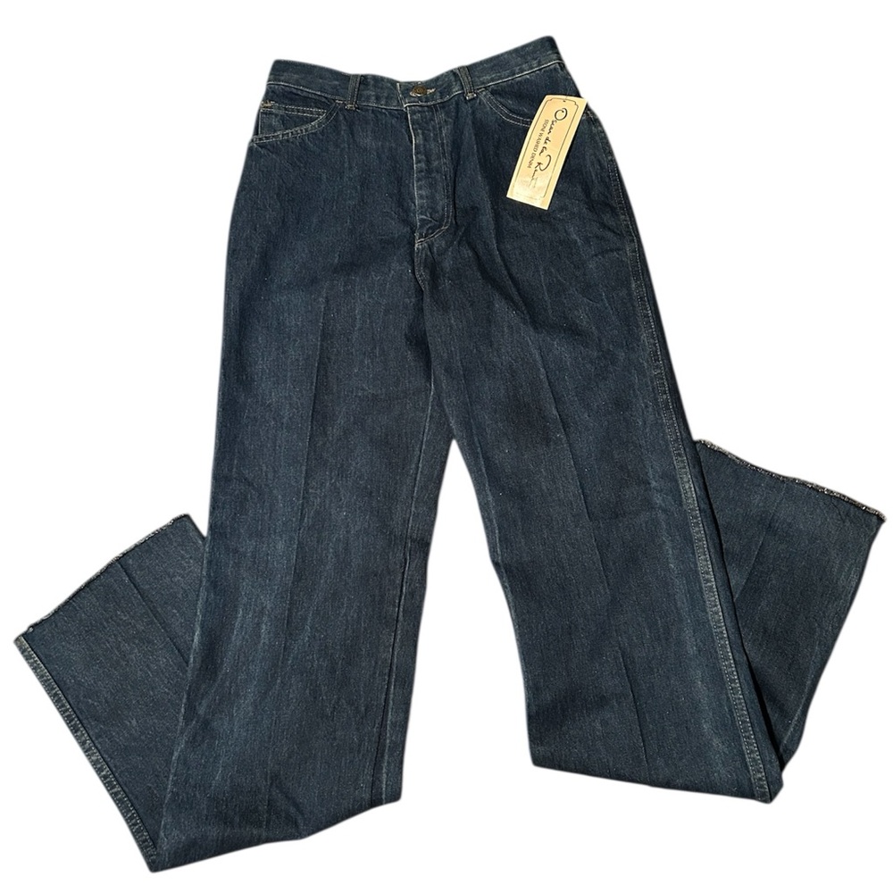 NWT Vintage Oscar De La Renta Size 14 100% Cotton Stone Washed Blue Denim Jeans